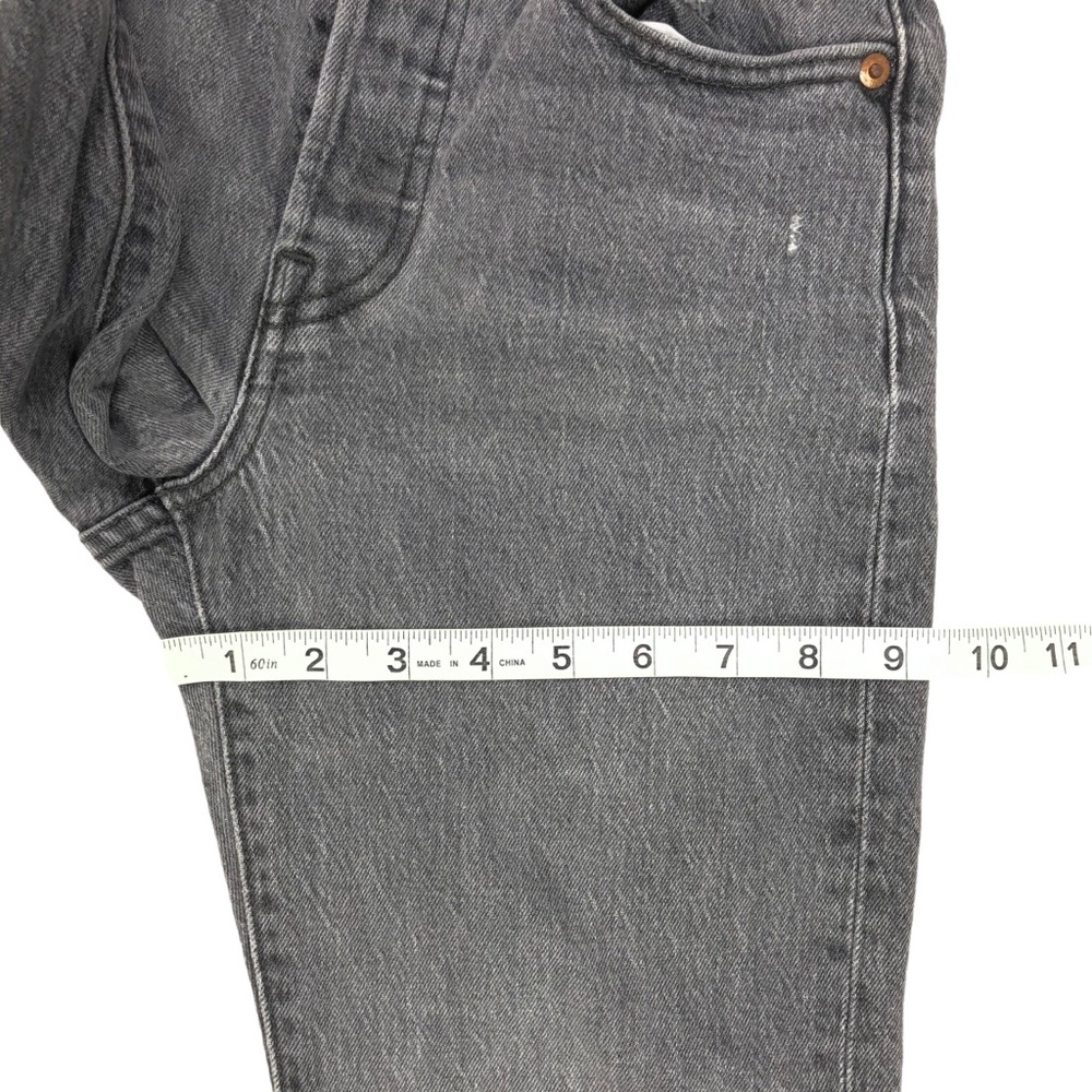 Levi's Wedgie Straight Jean Women Size 24 24X25.5 Gray Mid Rise Distress Raw Hem - Picture 10 of 12